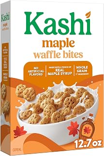 Kashi Breakfast Cereal, Whole Grain, Vegan, Maple Waffle Bites, 12.7oz Box (1 Box)