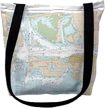 Betsy Drake TY11475M 16 x 16 in. Fort Pierce Harbor Florida Nautical Map Tote Bag - Medium