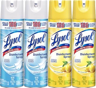 Lysol Disinfectant Spray, Sanitizer, Lemon & Crisp Linen, 19 oz, 4 Pack