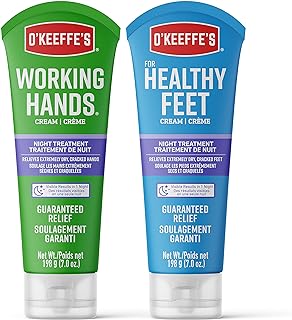 O'Keeffe's Working Hands and Healthy Feet Night Treatment Cream, 7 oz Tube | Includes 2 Treatments, Relieves Dryness, Non-Greasy, Dermatologist Tested, Hypoallergenic Hand and Foot Creams