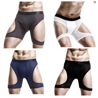 Performance Plus Size Mesh Mens Sexy Boxer Briefs Sports Athletic Underwear (4-pack by BaronHong – 5X-Large, 4-pack