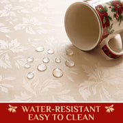 Softalker Christmas Jacquard Tablecloth, 70 Inch Round, Holly