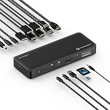 Kensington SD5910T DisplayLink Docking Station Thunderbolt 4, Quad 4K for MacBook Pro/Air M1/M2/M3/M4 with Pro and Max Chipsets, 100W PD, HDMI/DP/TB4, SD/Micro SD Card Slots (K35233NA), Black