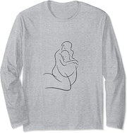 Pinup Art Relationship Goals Abstract Oneline Girl Fineline Long Sleeve T-Shirt