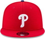MLB 9FIFTY Adjustable Snapback Hat Cap One Size Fits All (Philadelphia Phillies) by New Era – Polyester, Red, Model New Era