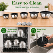 Boskermeal Mixing Bowl Set with Graters and Lids, 1.5 to 4.5 QT, Black