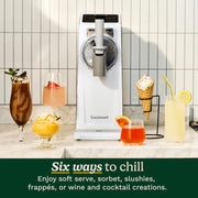 6-in-1 Slushy & Soft-Serve Maker by Cuisinart – Medium, 1.7 quarts, Plastic, White, Model ICE-200