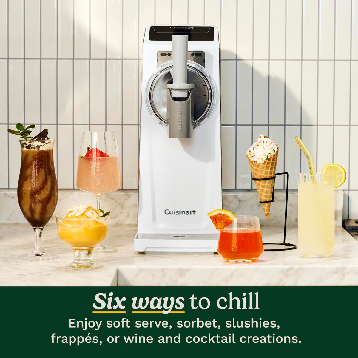 6-in-1 Slushy & Soft-Serve Maker by Cuisinart – Medium, 1.7 quarts, Plastic, White, Model ICE-200