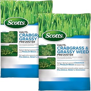 Scotts Halts Crabgrass & Grassy Weed Preventer, 20.12 lbs. (2-Pack) | Crabgrass Preventer, Pre Emergent Weed Control for Lawns, Prevents Chickweed & More
