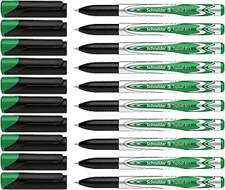 Schneider Topball 811 Rollerball Pen, 0.5 mm Conical Tip, Refillable, Green Ink, Box of 10 Pens (8114)