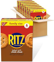 Ritz Whole Wheat Crackers, Snacks for Kids and Adults, Family Size, 6 Boxes