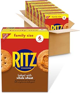 Ritz Whole Wheat Crackers, Snacks for Kids and Adults, Family Size, 6 Boxes