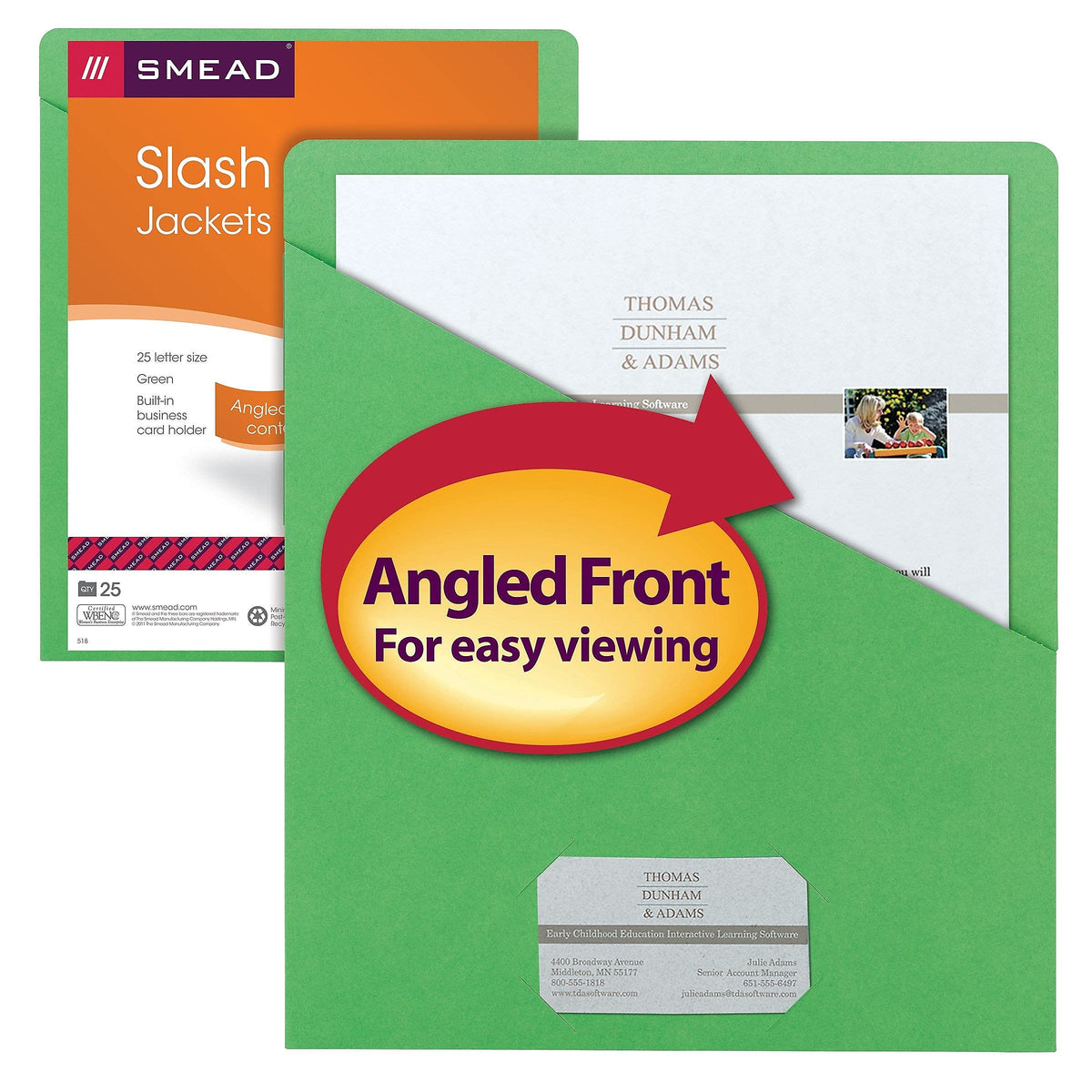 Slash Jacket by SMEAD – Letter, Paper, Green, Model 75432
