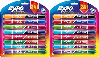 EXPO Dry Erase 2-in-1 Markers, Chisel Tip, Assorted, 8 Count - Pack of 2