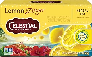 Celestial Seasonings Lemon Zinger Herbal Tea, Caffeine Free, 20 Tea Bags Box
