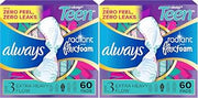 Always Radiant Teen Pads, Size 3, Extra Heavy, with Wings, Unscented,60 Count (Pack of 2)