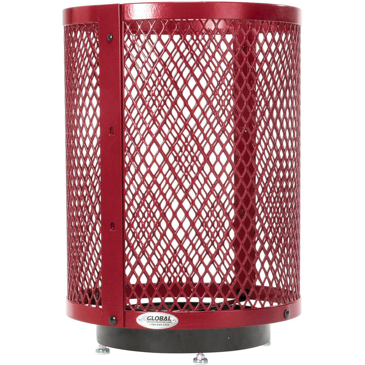 Outdoor Diamond Steel Trash Can by Global Industrial – Steel, Red, Model 261924RDD