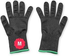Tablecraft 11209 Safety Gloves, Cut Resistant Level 6, Seamless Weave, Ambidextrous, Extended Cuff for Wrist Protection, Medium, Black, 1 Pair