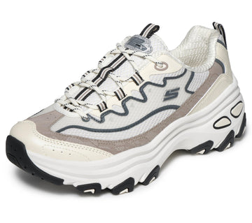 Womens D'Lite Max White Black 9.5 Medium by Skechers – Mesh, White Black, Model 180399 WBK