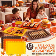 Meanplan Plastic Serving Trays, 14.4 x 9.3 Inches, Set of 12 in Fall Colors