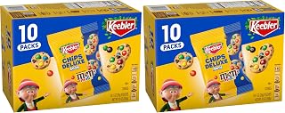 Keebler Chips Deluxe Minis Made with M&M’s, Chocolate Chip Cookies, 1 oz Pouches, 10 Count (Pack of 2)