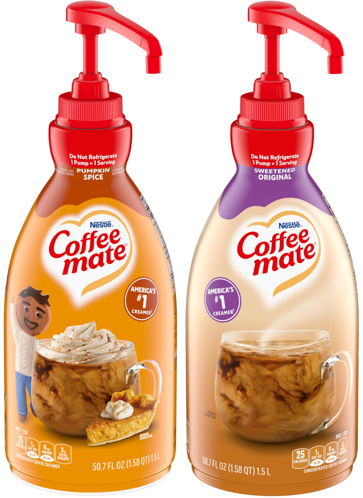 Pumpkin Spice & Sweetened Original 1.5 L (Pack of 2) by Coffee Mate – 50.7 Fl Oz (Pack of 2), Pack of 2