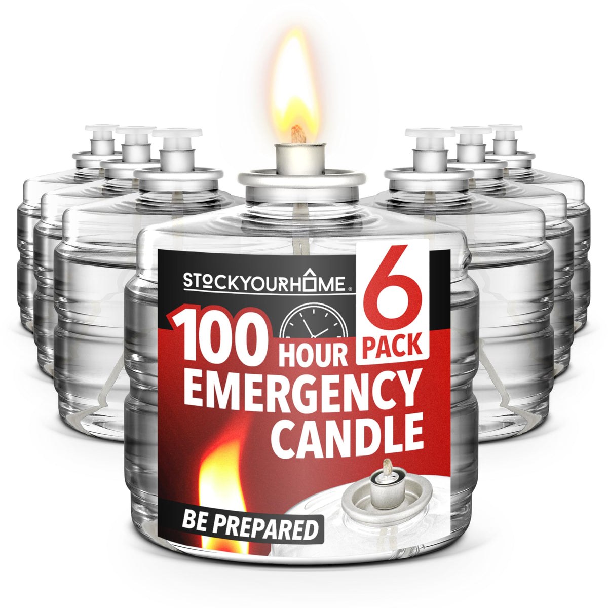 100 Hour Candle Pack of by Stock Your Home – 4x3 ¼”, Mineral Oil, Red, Pack of 6, Model Stock Your Home 4315