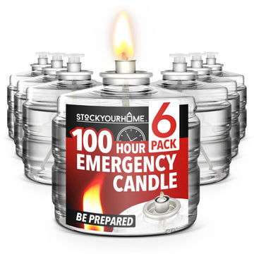 100 Hour Candle Pack of by Stock Your Home – 4x3 ¼”, Mineral Oil, Red, Pack of 6, Model Stock Your Home 4315
