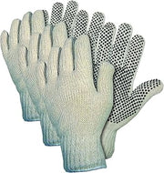 MCR Safety 9658L Cotton/Polyester String Knitted Multi-Purpose Gloves with White Hemmed Cuff, Natural, Large, 1-Pair (Pack of 3)