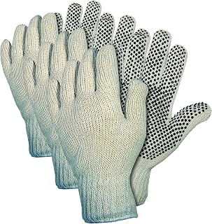 MCR Safety 9658L Cotton/Polyester String Knitted Multi-Purpose Gloves with White Hemmed Cuff, Natural, Large, 1-Pair (Pack of 3)