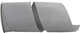 Reliant Ribbon Dupioni Lux Wired Edge Ribbon, 4 Inch X 10 Yards, Silver