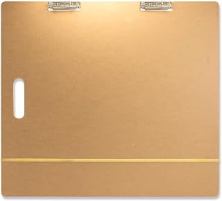 Officemate Artist Sketch Board with Handle, Portable Drawing Board, Tempered Hardboard Surface with Dual Clips & Rubber Band, Art Board for Studio, Classroom & Field Use, 23″ x 26″ (83099)