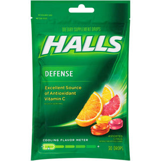 Halls Defense Assorted Citrus - 30 count bag by Mondelez International – 1 Count (Pack of 48), Pack of 48