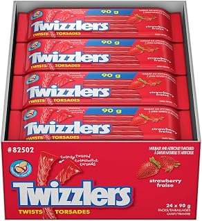 Twizzlers Licorice Candy, Strawberry Twizzelators, 24 Count