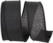 Reliant Ribbon 92573W-031-09F Everyday Linen Value Wired Edge Ribbon, 1-1/2 Inch X 10 Yards, Black