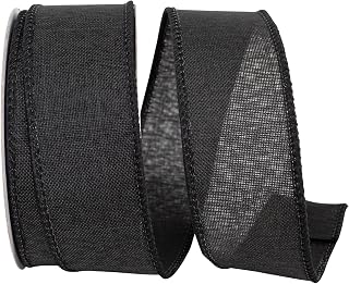 Reliant Ribbon 92573W-031-09F Everyday Linen Value Wired Edge Ribbon, 1-1/2 Inch X 10 Yards, Black