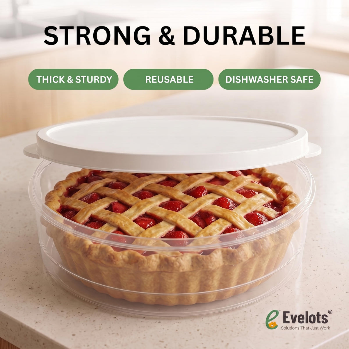 Evelots Cake And Pie Carrier Set, 11 Inch, Clear, 2 Pack