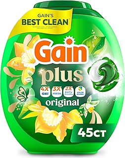Plus Flings Liquid Laundry Detergent Pacs, Gain's Best Clean, All-In-One, Original Scent, 45 Count