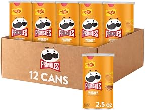 Pringles Potato Crisps Chips, Lunch Snacks, Office and Kids Snacks, Grab N' Go, Cheddar Cheese (12 Cans)