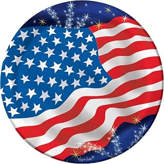 Creative Converting 8 Count Round Paper Dinner Plate, Fireworks