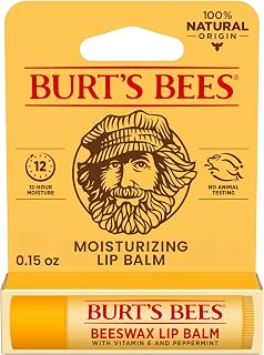 Burt's Bees Lip Balm, Lip Moisturizer With Responsibly Sourced Beeswax, with Vitamin E & Peppermint Oil, Natural Origin Moisturizing Care, 1 Tube, 0.15 oz.