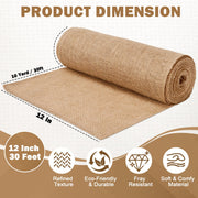 Topdiaos Burlap Table Runner, 12 x 10 Yard Roll, Brown