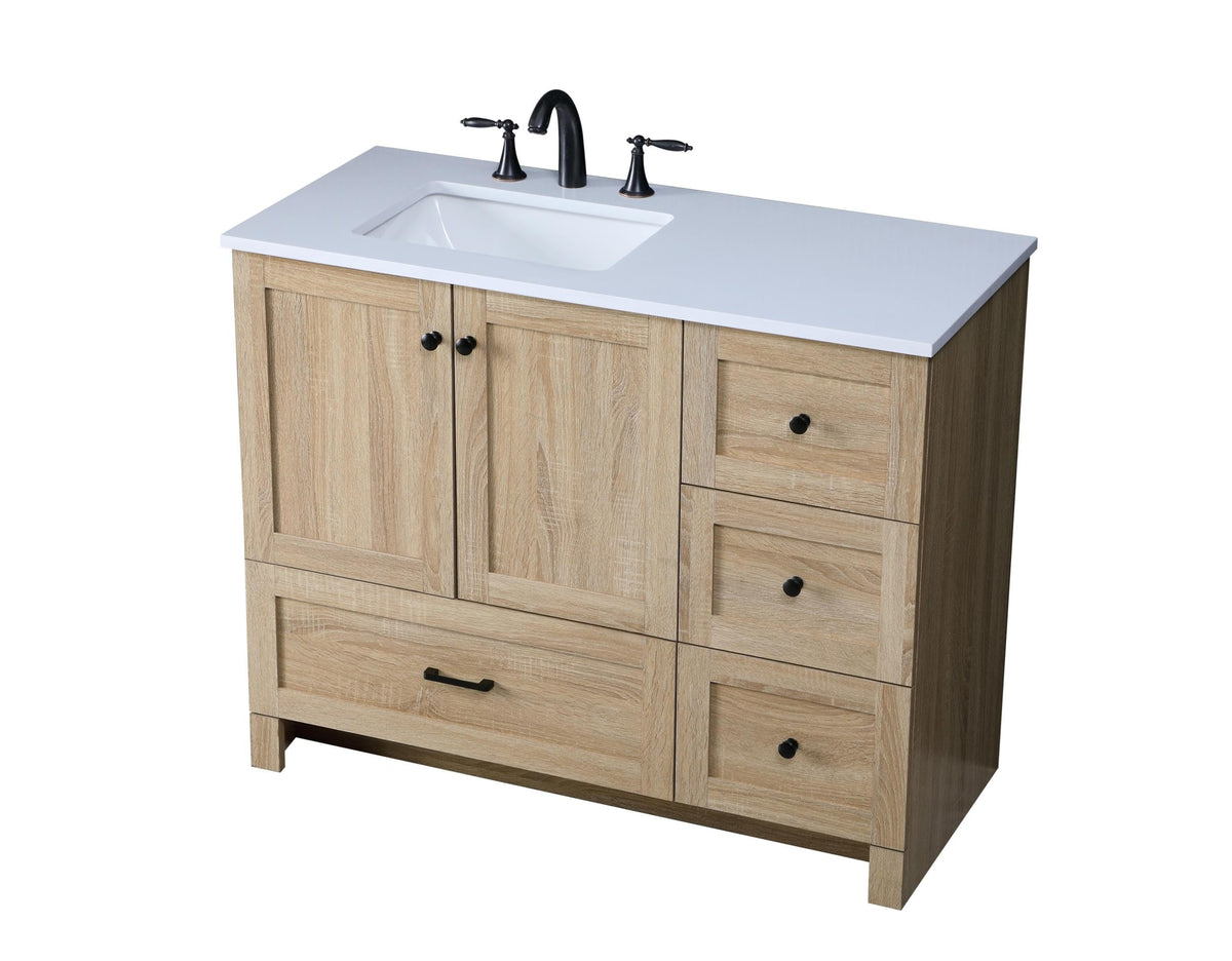 Mango Wood Bathroom Vanity - Soma Collection by by Elegant Lighting – Engineered Wood, Mango Wood, Model VF2842MW