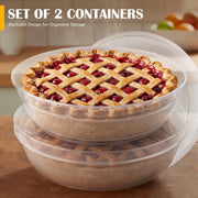 Mission Gallery Pie Carrier with Lid, Fits 10 Inch Pies, 2 Pack Transparent
