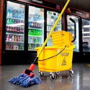 Commercial Mop Bucket and Wringer Combo with Side Press by Global Industrial – 20"L x 15"W x 16"H, 38.0 quarts, Plastic, Yellow, Model 260594