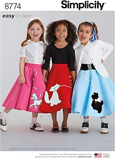 Simplicity 8774 Girls' Vintage 1950s Poodle Skirt Sewing Pattern, Sizes 7-14