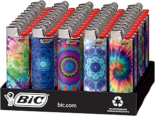 BIC Maxi Pocket Lighter, Special Edition Psychedelic Collection, Assorted Unique Lighter Designs, 50 Count Tray of Lighters