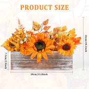 Dlerom Artificial Fall Arrangement, Wooden Crate Centerpiece, Orange