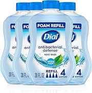 Dial Antibacterial Defense Foaming Hand Soap + Aloe, Spring Water Scent, 30 Fl Oz Hand Soap Refill (4 Pack), Dermatologist-Tested, Gentle on Skin