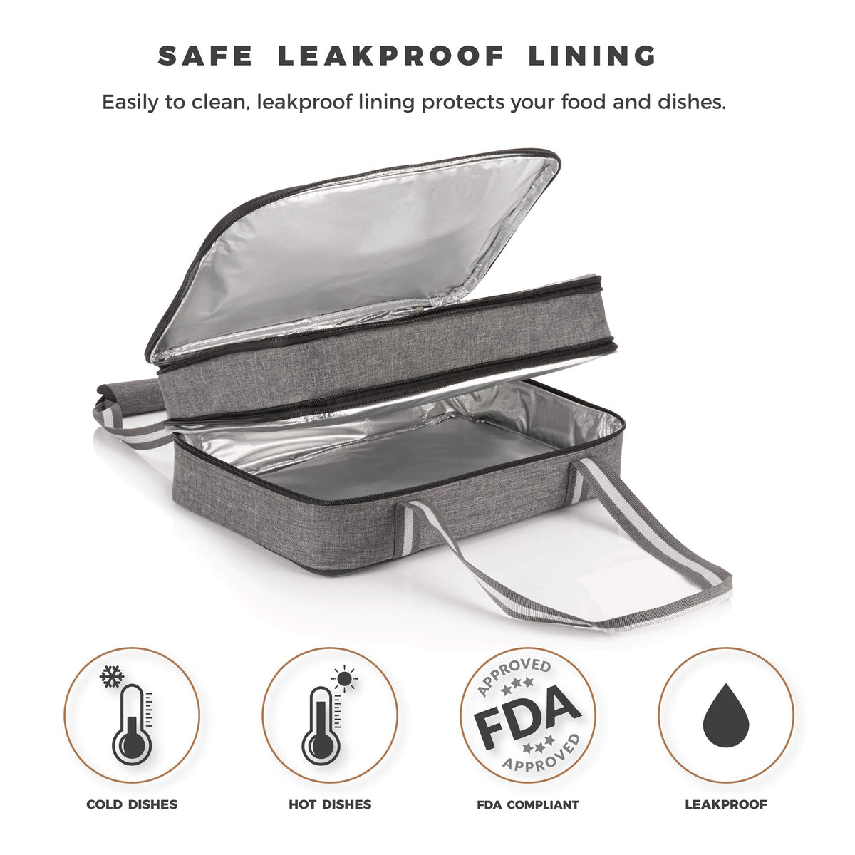 Stack Store Plus More Insulated Casserole Carrier, Double Decker Expandable, Gray